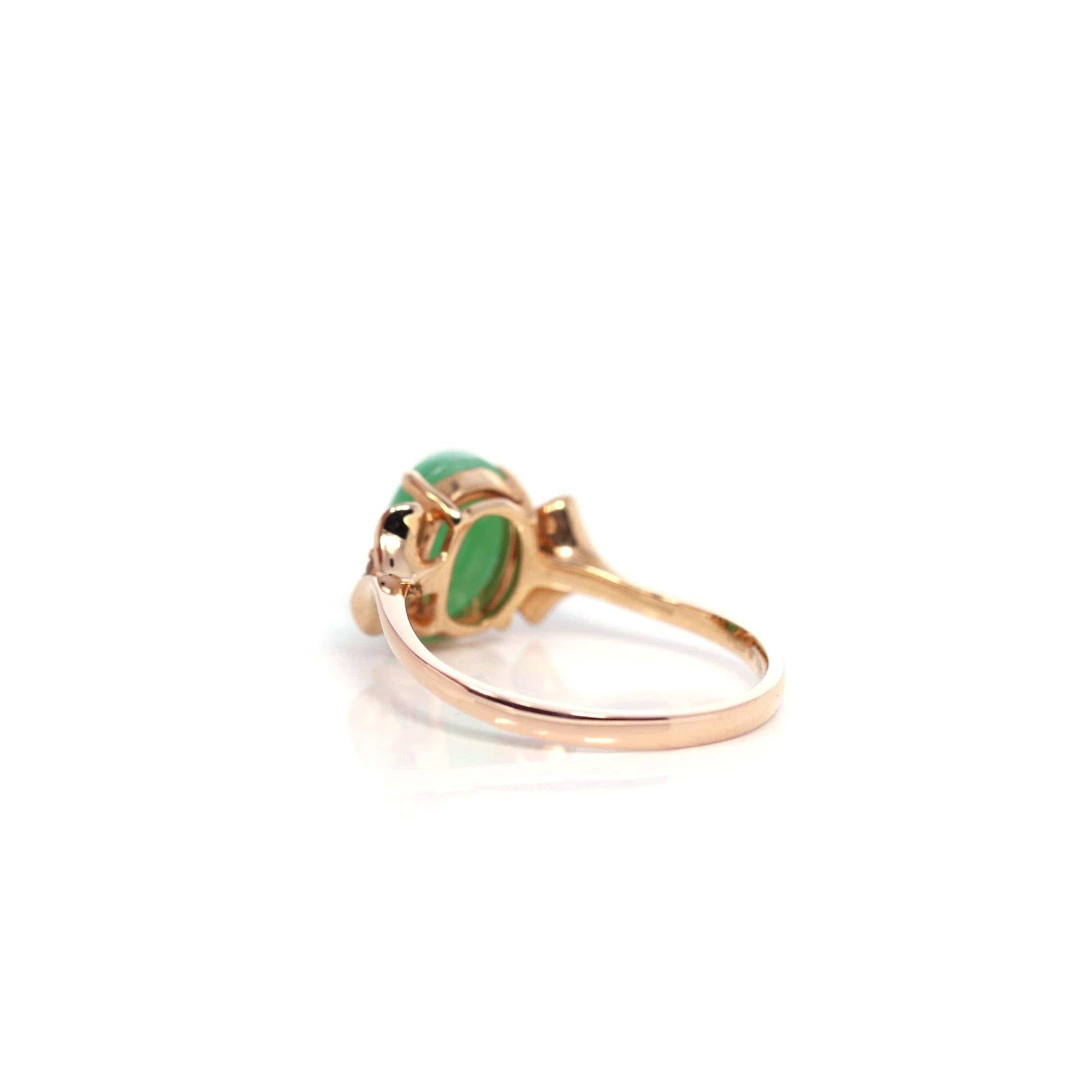 Baikalla Jewelry Jadeite Engagement Ring Baikalla™ "Aretha" 18k Rose Gold Natural Imperial Jadeite Morning Glory Engagement Ring