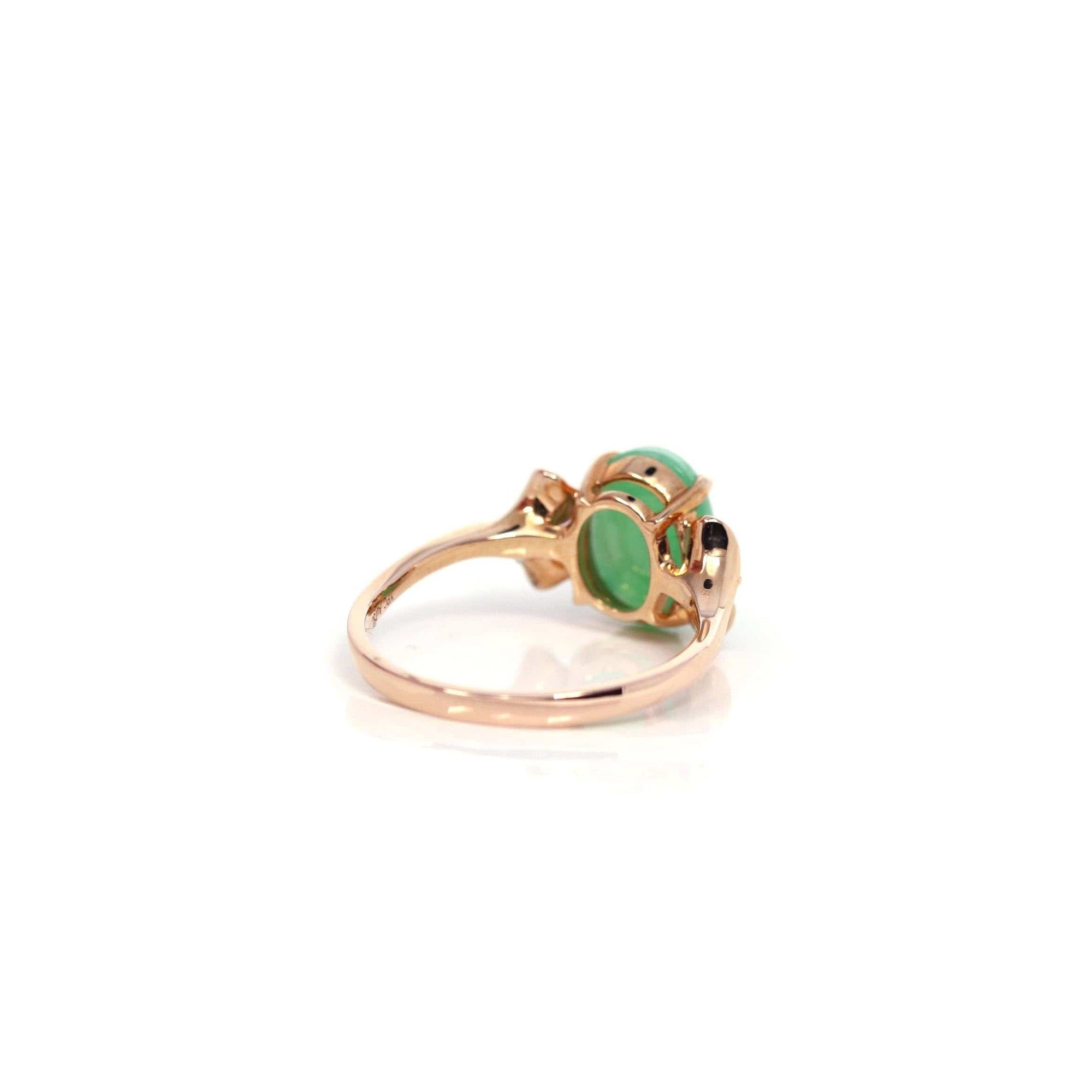 Baikalla Jewelry Jadeite Engagement Ring Baikalla™ "Aretha" 18k Rose Gold Natural Imperial Jadeite Morning Glory Engagement Ring