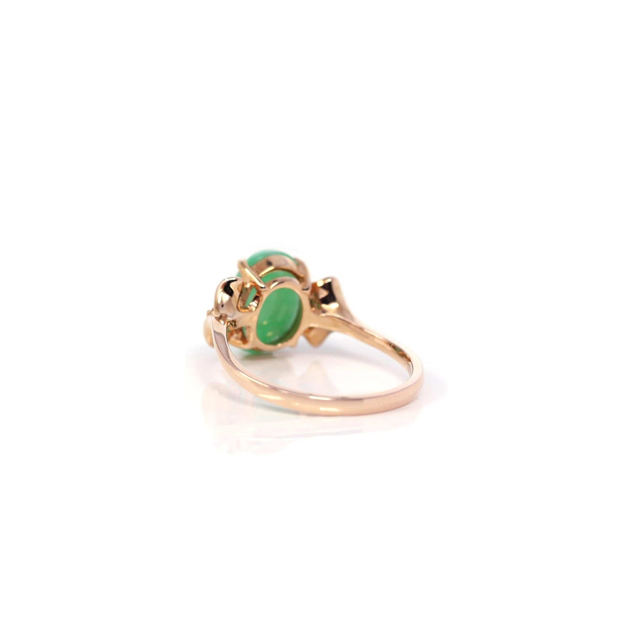 Baikalla Jewelry Jadeite Engagement Ring Baikalla™ "Aretha" 18k Rose Gold Natural Imperial Jadeite Morning Glory Engagement Ring