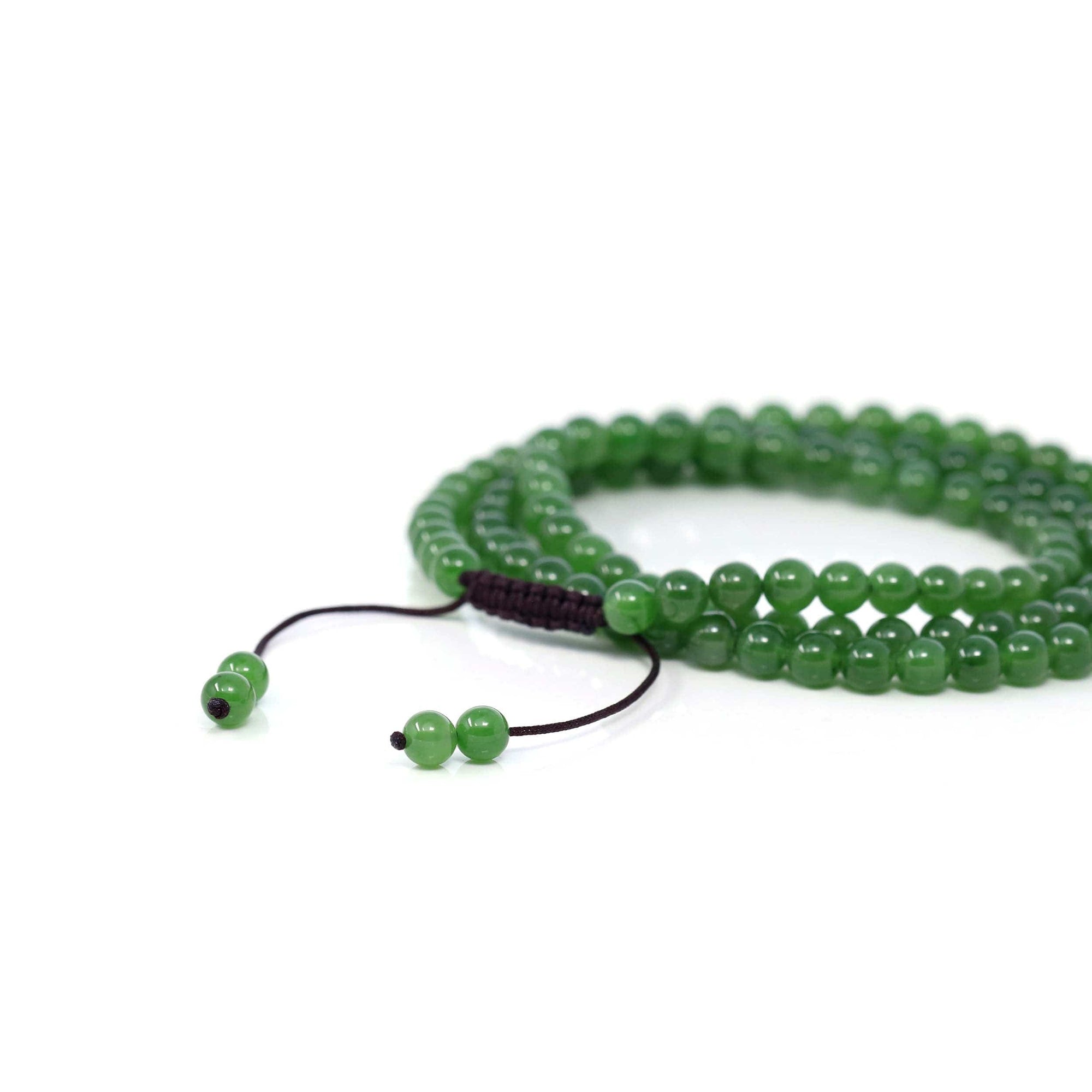 Baikalla Jewelry jade beads bracelet Baikalla Genuine Green Nephrite Green Jade Round Beads Rosary ( 4mm ) 2 in 1