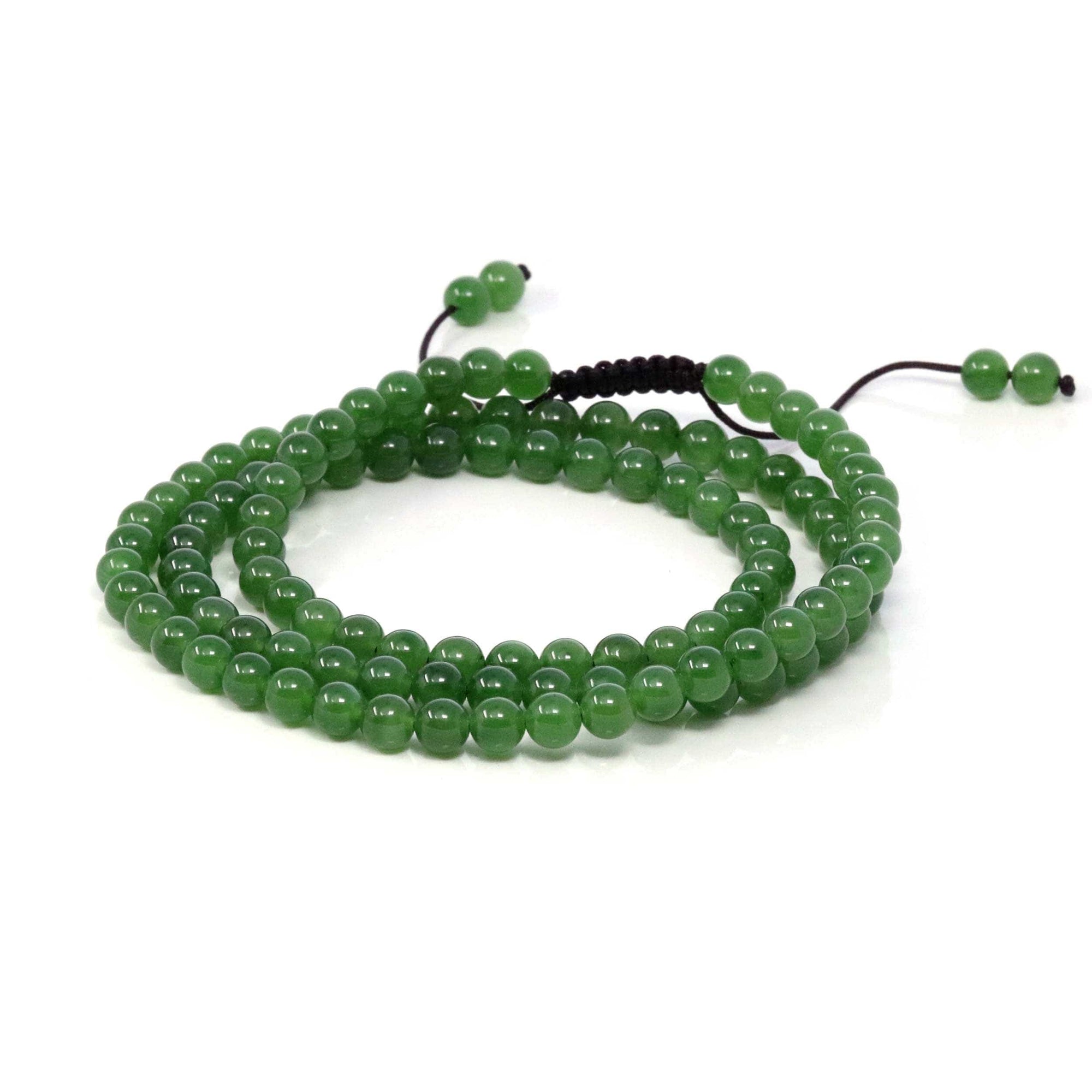 Baikalla Jewelry jade beads bracelet Baikalla Genuine Green Nephrite Green Jade Round Beads Rosary ( 4mm ) 2 in 1