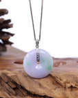 Baikalla Jewelry Gold Jadeite Jade Pendant Necklace Pendant Only "Good Luck Button" Lavender Jadeite Jade Lucky KouKou Pendant With 14K White Gold Bail