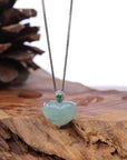 Baikalla Jewelry 18k Gold Jadeite Necklace Baikalla 14K Gold Genuine Burmese Jadeite Jade Heart Pendant with Diamonds