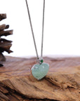 Baikalla Jewelry 18k Gold Jadeite Necklace Baikalla 14K Gold Genuine Burmese Jadeite Jade Heart Pendant with Diamonds