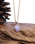 Baikalla Jewelry Lavender Jadeite Necklace 14K Gold Natural Lavender Burmese Jadeite Cabochon Necklace