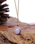 Baikalla Jewelry Lavender Jadeite Necklace 14K Gold Natural Lavender Burmese Jadeite Cabochon Necklace