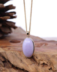 Baikalla Jewelry Lavender Jadeite Necklace 14K Gold Natural Lavender Burmese Jadeite Cabochon Necklace