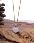 Baikalla Jewelry 18k Gold Jadeite Necklace Baikalla 14K Gold Genuine Burmese Jadeite Jade Heart Pendant with Diamonds