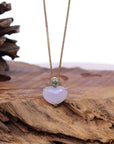 Baikalla Jewelry 18k Gold Jadeite Necklace Baikalla 14K Gold Genuine Burmese Jadeite Jade Heart Pendant with Diamonds