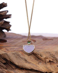 Baikalla Jewelry 18k Gold Jadeite Necklace Baikalla 14K Gold Genuine Burmese Jadeite Jade Heart Pendant with Diamonds