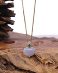 Baikalla Jewelry 18k Gold Jadeite Necklace Pendant Only Baikalla 14K Gold Genuine Burmese Jadeite Jade Heart Pendant with Diamonds