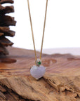 Baikalla Jewelry 18k Gold Jadeite Necklace Baikalla 14K Gold Genuine Burmese Jadeite Jade Heart Pendant with Diamonds