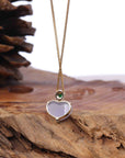 Baikalla Jewelry 18k Gold Jadeite Necklace Baikalla 14K Gold Genuine Burmese Jadeite Jade Heart Pendant with Diamonds