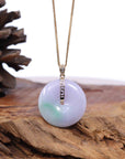 Baikalla Jewelry Gold Jadeite Jade Pendant Necklace Pendant Only "Good Luck Button" Lavender Jadeite Jade Lucky KouKou Pendant With 14K Yellow Gold Bail