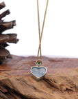 Baikalla Jewelry 18k Gold Jadeite Necklace Baikalla 14K Gold Genuine Burmese Jadeite Jade Heart Pendant with Diamonds