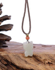 Baikalla Jewelry Jade Pendant Necklace Baikalla "Lucky Kitten" White Nephrite Jade Pendant Necklace