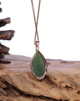 Baikalla Jewelry Jade Pendant Necklace Baikalla™ 18k Rose Gold Tear-Drop Nephrite Jade Necklace Pendant