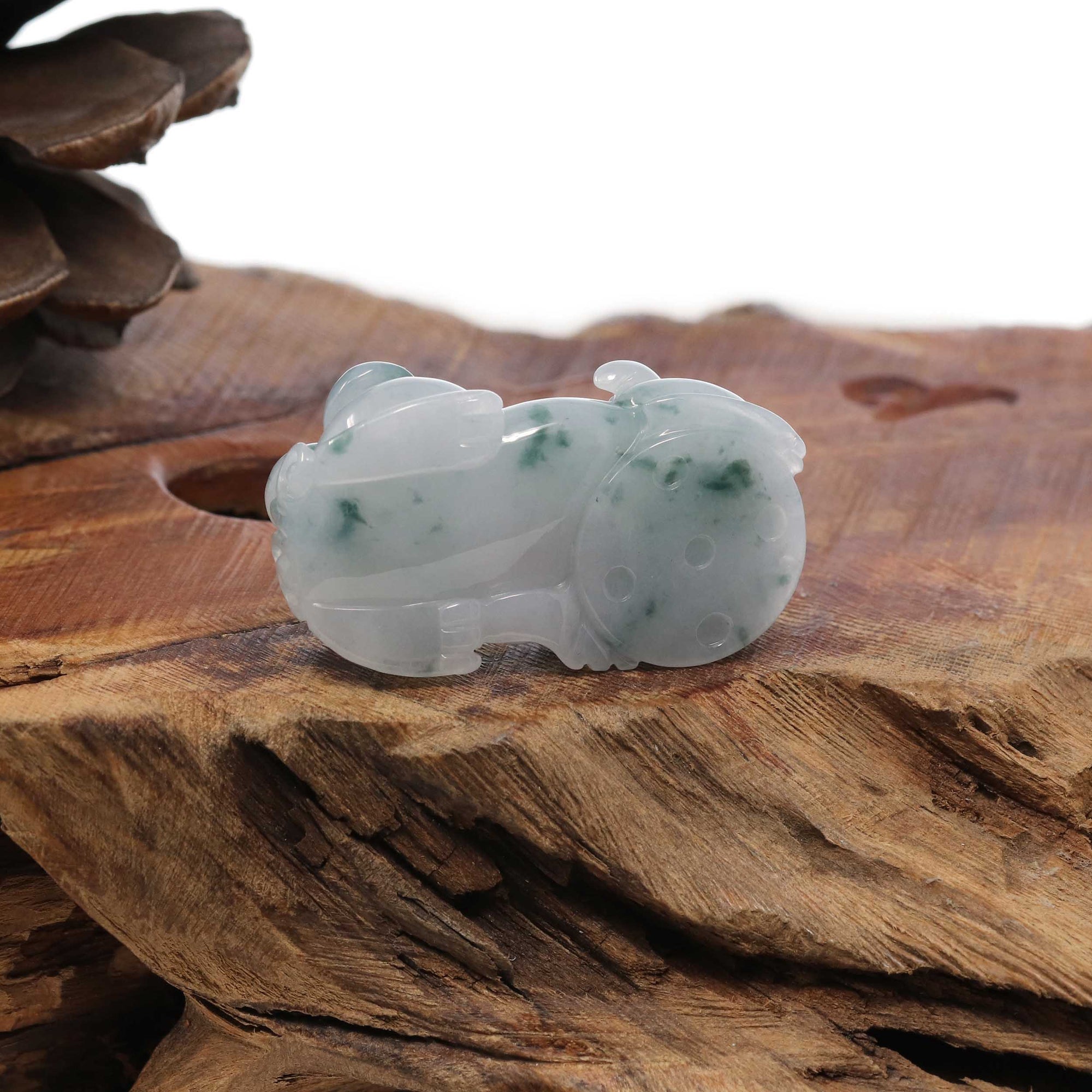 Baikalla Jewelry genuine jadeite carving Genuine Burmese Ice Blue-Green Jadeite Jade PiXiu Pendant Necklace