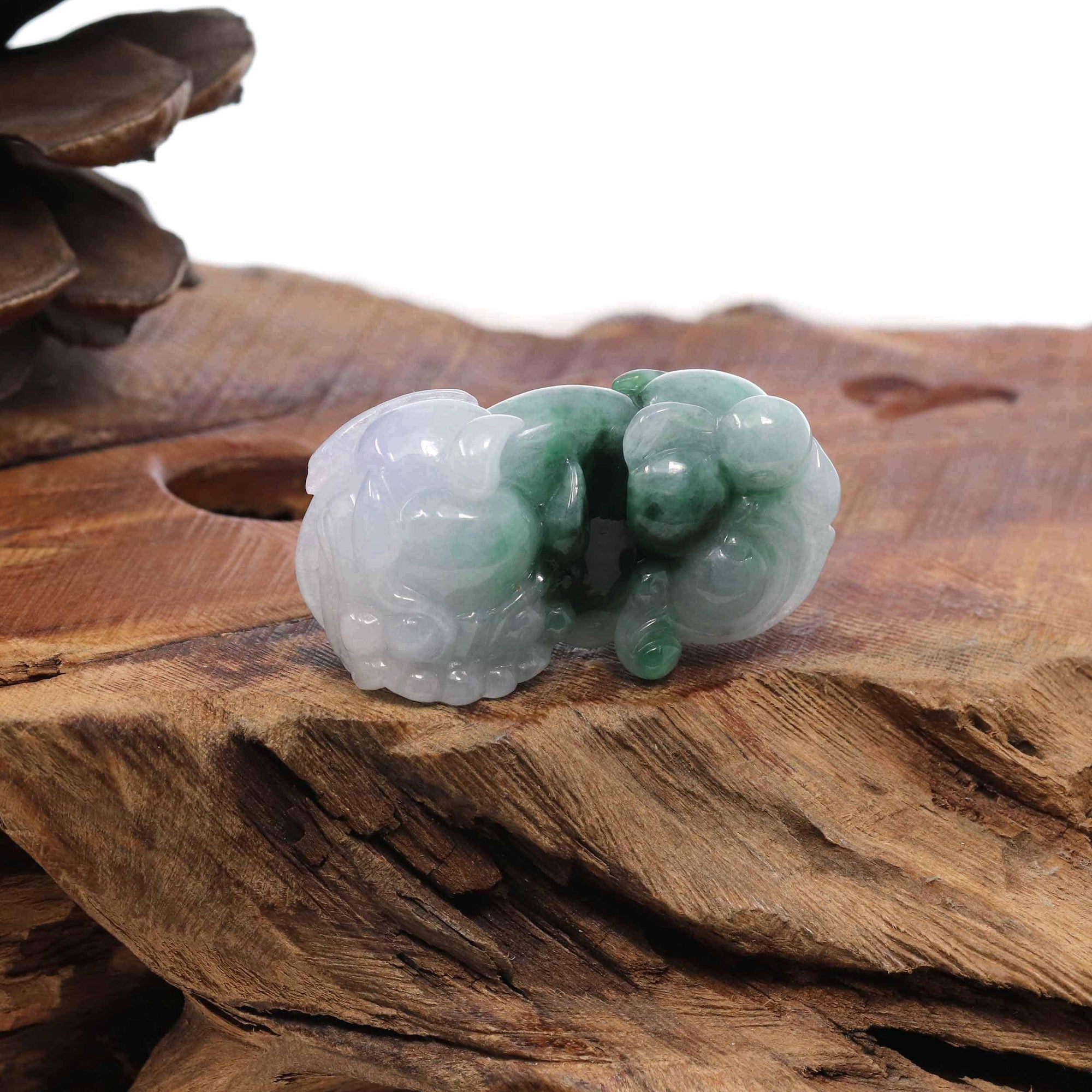 Baikalla Jewelry genuine jadeite carving Genuine Burmese White Blue-Green Jadeite Jade PiXiu Pendant Necklace