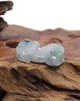 Baikalla Jewelry genuine jadeite carving Genuine Burmese Ice Blue-Green Jadeite Jade PiXiu Pendant Necklace