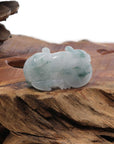 Baikalla Jewelry genuine jadeite carving Genuine Burmese Ice Blue-Green Jadeite Jade PiXiu Pendant Necklace