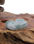 Baikalla Jewelry genuine jadeite carving Genuine Burmese Ice Blue-Green Jadeite Jade PiXiu Pendant Necklace