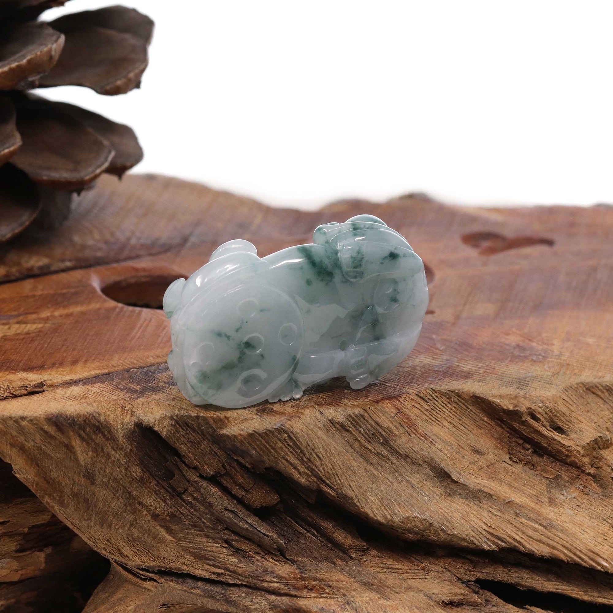 Baikalla Jewelry genuine jadeite carving Genuine Burmese Ice Blue-Green Jadeite Jade PiXiu Pendant Necklace