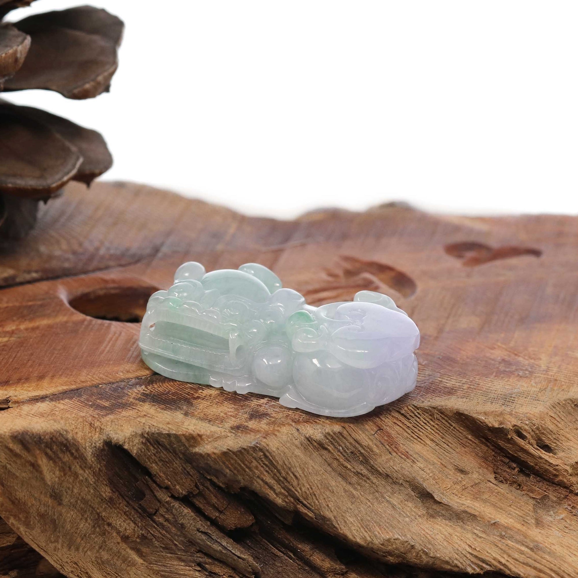 Baikalla Jewelry genuine jadeite carving Genuine Burmese Lavender Green Jadeite Jade PiXiu Pendant Necklace