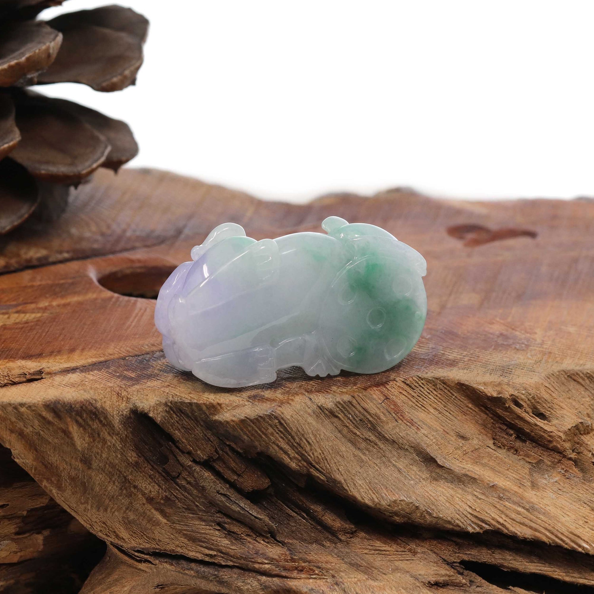 Baikalla Jewelry genuine jadeite carving Genuine Burmese Lavender Green Jadeite Jade PiXiu Pendant Necklace