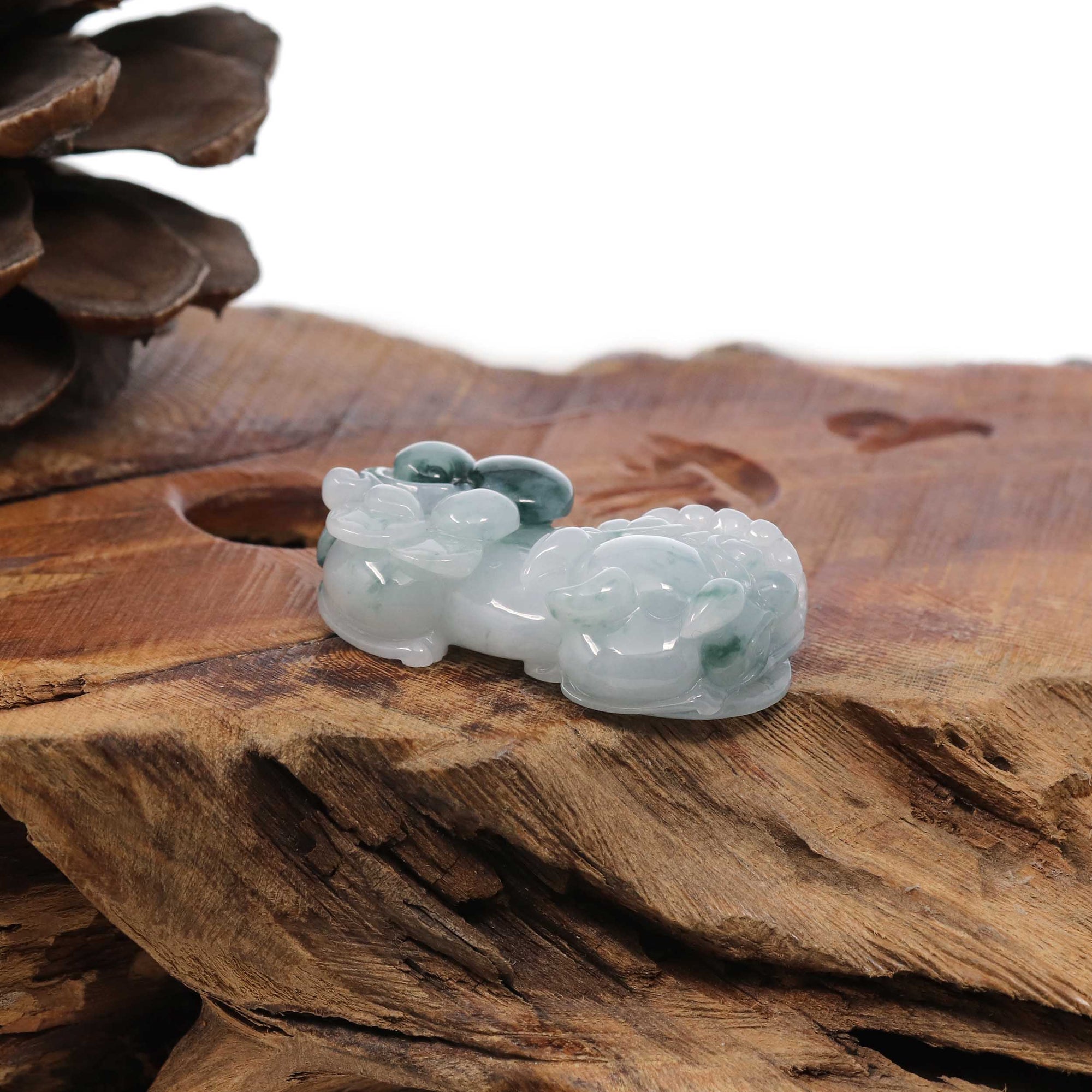 Baikalla Jewelry genuine jadeite carving Genuine Burmese White Blue-Green Jadeite Jade PiXiu Pendant Necklace