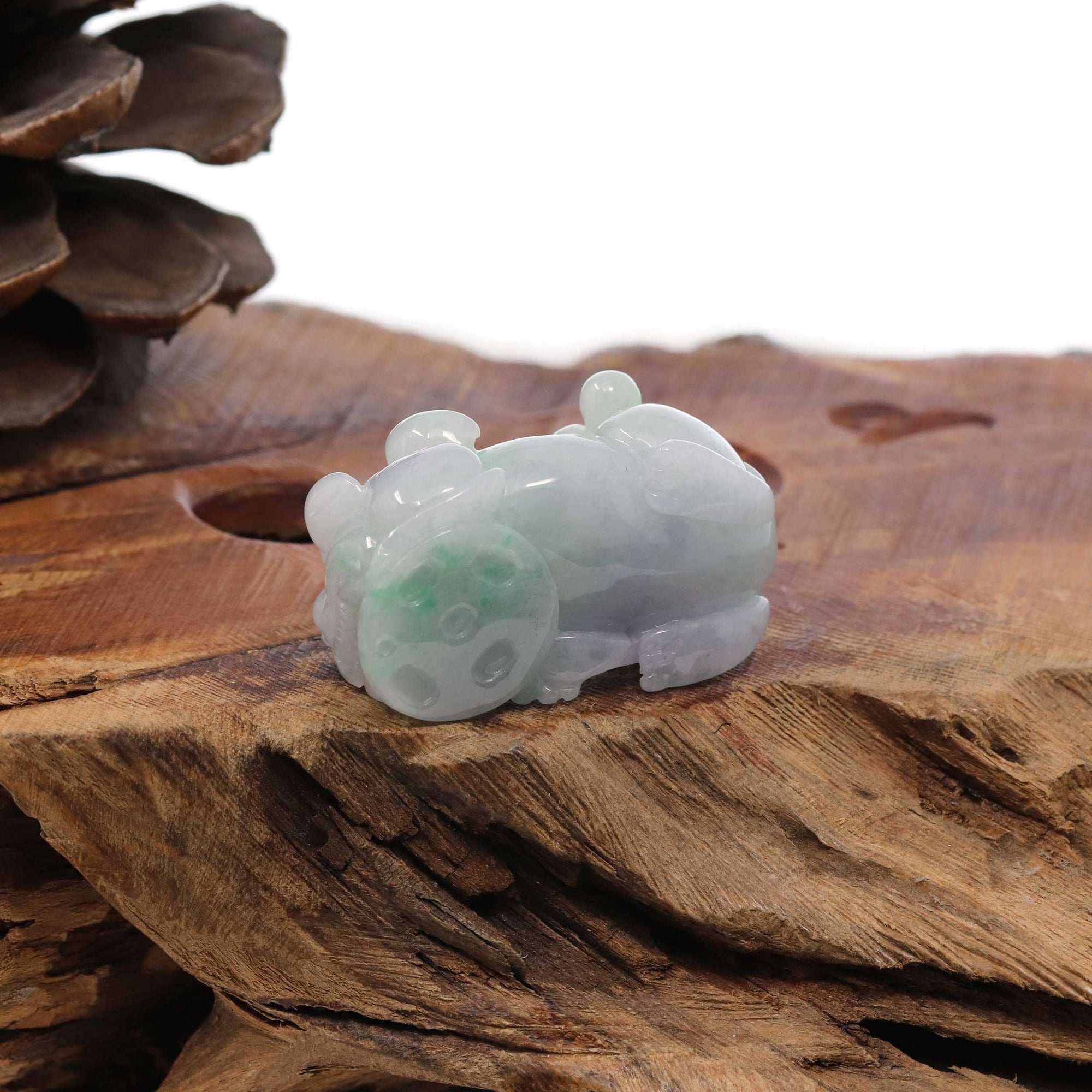 Baikalla Jewelry genuine jadeite carving Genuine Burmese Lavender Green Jadeite Jade PiXiu Pendant Necklace