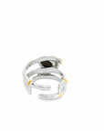 Baikalla Jewelry Jade Ring Baikalla Antique Natural Ammonite Sterling Silver Gold Plated Two Tone Ring