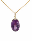 Baikalla Jewelry Gemstone Pendant Necklace Pendant Only 14k Yellow Gold Genuine Amethyst and Diamond Pendant Necklace