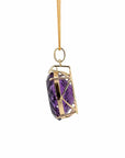 Baikalla Jewelry Gemstone Pendant Necklace 14k Yellow Gold Genuine Amethyst and Diamond Pendant Necklace