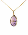 Baikalla Jewelry Gemstone Pendant Necklace 14k Yellow Gold Genuine Amethyst and Diamond Pendant Necklace