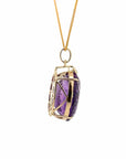 Baikalla Jewelry Gemstone Pendant Necklace 14k Yellow Gold Genuine Amethyst and Diamond Pendant Necklace