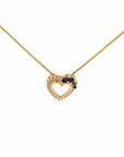 Baikalla Jewelry Gemstone Pendant Necklace Pendant Only 14k Yellow Gold Sapphire and Diamond Heart Pendant Necklace