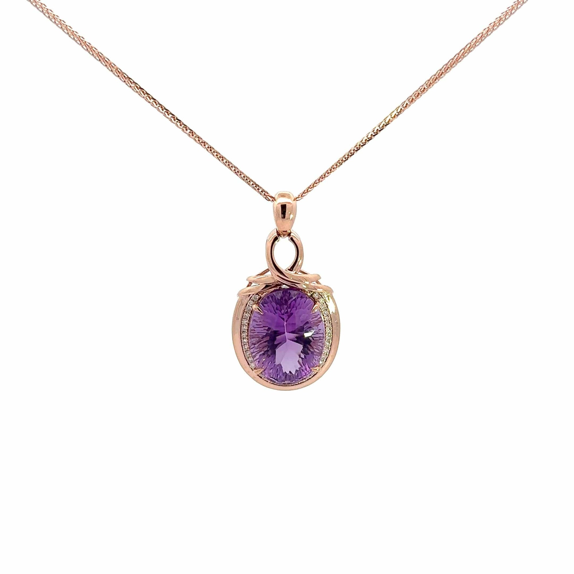 Baikalla Jewelry Gemstone Pendant Necklace Pendant Only 14k Rose Gold Genuine Amethyst Pendant Necklace