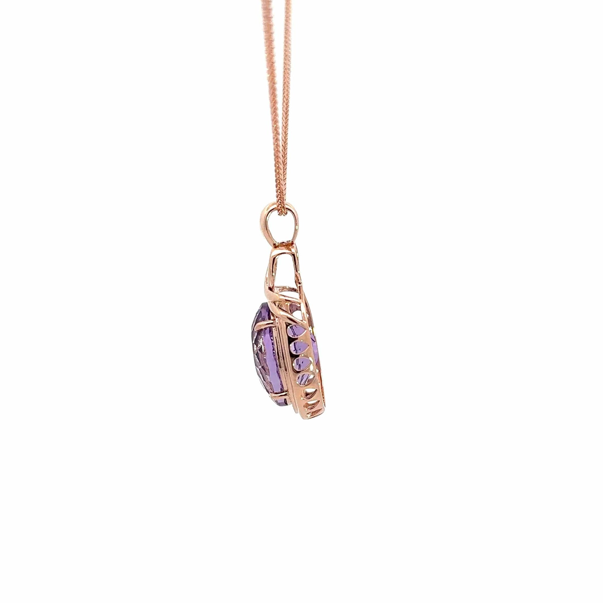 Baikalla Jewelry Gemstone Pendant Necklace 14k Rose Gold Genuine Amethyst Pendant Necklace