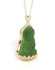 Baikalla Jewelry Gold Jade Pendant Baikalla™14K Yellow Gold Genuine Nephrite Green Jade GuanYin Baby Buddha Pendant Necklace