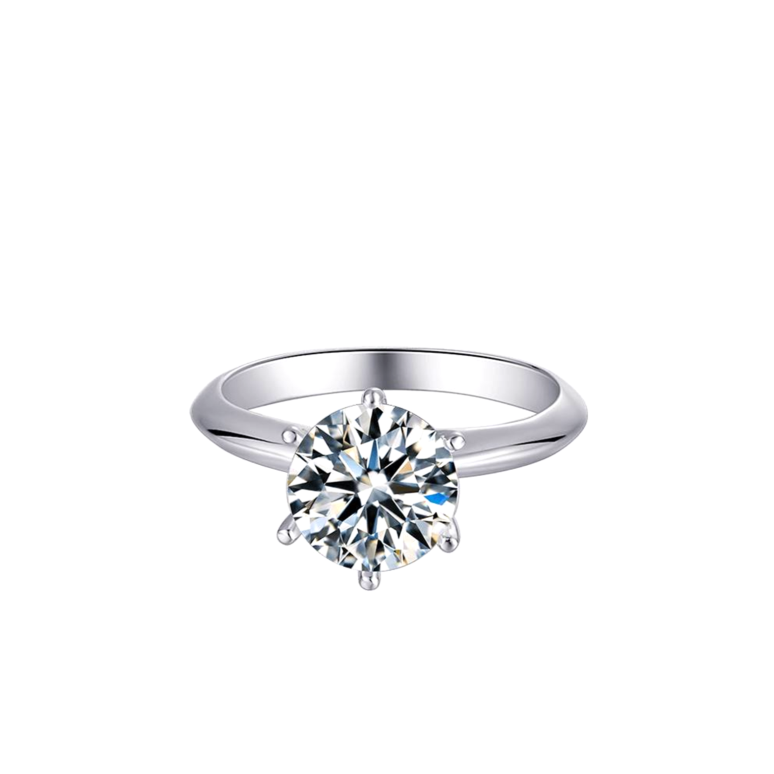 Baikalla Sterling Silver Moissanite Ring Baikalla™ &quot;Luna&quot; Sterling Silver Moissanite Luxury 3 CT 6 Prong Promise Ring