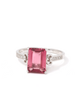 Baikalla Jewelry Gold Tourmaline Ring 18k White Gold Natural Pink Tourmaline Diamond Ring