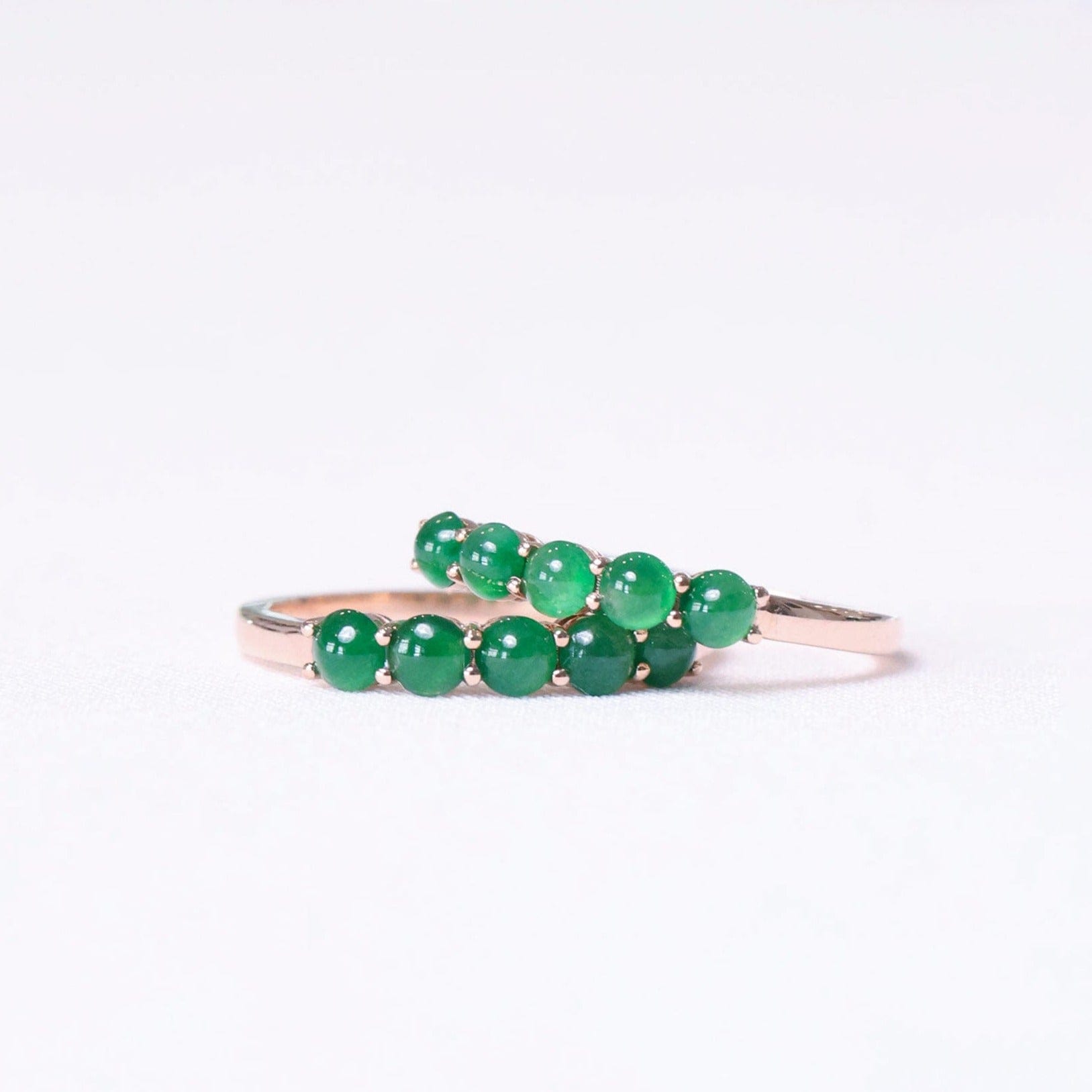 Baikalla Jewelry Jadeite Engagement Ring Baikalla "5 Stone Anniversary" 14k Rose Gold Natural Imperial Jadeite Jade Band