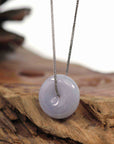 Baikalla Jewelry Jade Pendant Necklace Baikalla "Good Luck Button" Necklace Green Lavender Jadeite Jade Lucky Ping An Kou Pendant