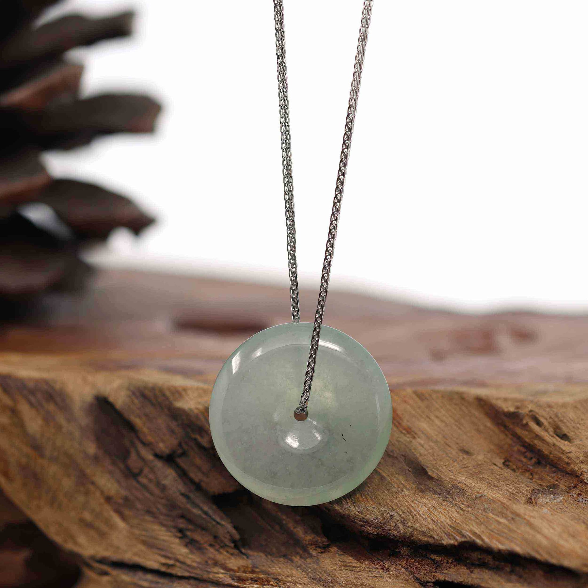 Baikalla Jewelry Jade Pendant Necklace Pendant Only Baikalla "Good Luck Button" Necklace Ice Green Jadeite Jade Lucky Ping An Kou Pendant