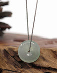 Baikalla Jewelry Jade Pendant Necklace Pendant Only Baikalla "Good Luck Button" Necklace Ice Green Jadeite Jade Lucky Ping An Kou Pendant