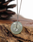 Baikalla Jewelry Jade Pendant Necklace Baikalla "Good Luck Button" Necklace Ice Green Jadeite Jade Lucky Ping An Kou Pendant