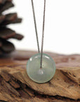 Baikalla Jewelry Jade Pendant Necklace Baikalla "Good Luck Button" Necklace Ice Green Jadeite Jade Lucky Ping An Kou Pendant