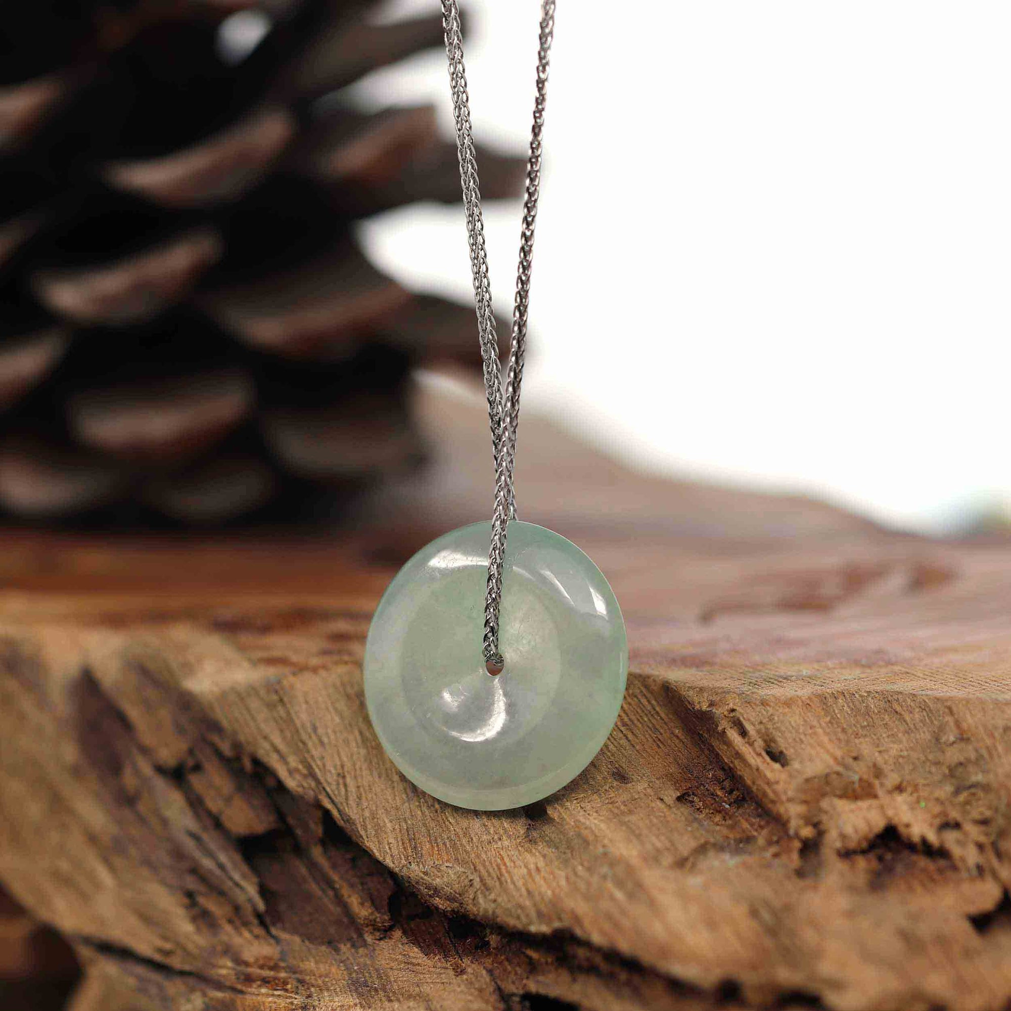 Baikalla Jewelry Jade Pendant Necklace Pendant Only Baikalla "Good Luck Button" Necklace Ice Green Jadeite Jade Lucky Ping An Kou Pendant