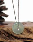 Baikalla Jewelry Jade Pendant Necklace Baikalla "Good Luck Button" Necklace Ice Green Jadeite Jade Lucky Ping An Kou Pendant